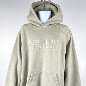 FEAR OF GOD ESSENTIALS LOGO APPLIQUED Jersey Hoodie, Mens UK Large